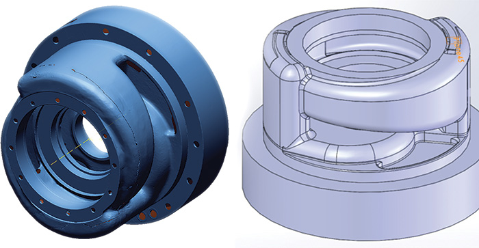 CAD model of the twin volute